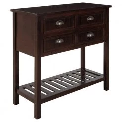 31.7 in. Espresso Standard Rectangle Wood Console Table with Bottom-Shelf and Storage-Drawers by Kahomvis -Kahomvis Sales Store espresso kahomvis console tables tre lkwf 62aap c3 1000