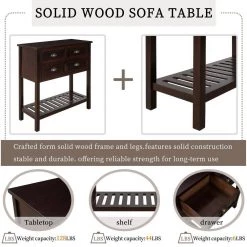 31.7 in. Espresso Standard Rectangle Wood Console Table with Bottom-Shelf and Storage-Drawers by Kahomvis -Kahomvis Sales Store espresso kahomvis console tables tre lkwf 62aap fa 1000