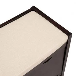 Espresso Storage Bench with Removable Cushion and 3-Flip Lock Storage Cubbies (19.8 in. H x 39 in. W x 14 in. D) by Kahomvis -Kahomvis Sales Store espresso kahomvis dining benches tre lkwf1 5aap 1f 1000