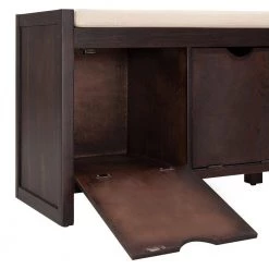 Espresso Storage Bench with Removable Cushion and 3-Flip Lock Storage Cubbies (19.8 in. H x 39 in. W x 14 in. D) by Kahomvis -Kahomvis Sales Store espresso kahomvis dining benches tre lkwf1 5aap 44 1000
