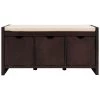Espresso Storage Bench with Removable Cushion and 3-Flip Lock Storage Cubbies (19.8 in. H x 39 in. W x 14 in. D) by Kahomvis