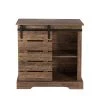 Espresso Buffet with Sliding Barn Door and Shelves, Rustic Wooden Storage Sideboard by Kahomvis