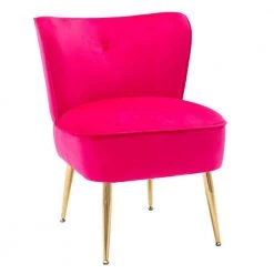 Fuchsia Velvet Fabric Upholstered Side Chair(Set of 1) by Kahomvis