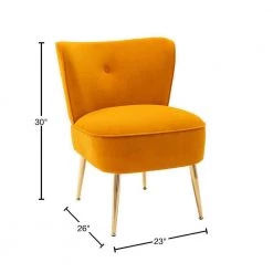 Ginger Yellow Velvet Fabric Upholstered Side Chair(Set of 1) by Kahomvis -Kahomvis Sales Store ginger yellow kahomvis accent chairs bb lkwf2 8aab 40 1000