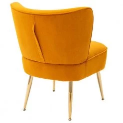 Ginger Yellow Velvet Fabric Upholstered Side Chair(Set of 1) by Kahomvis -Kahomvis Sales Store ginger yellow kahomvis accent chairs bb lkwf2 8aab 66 1000