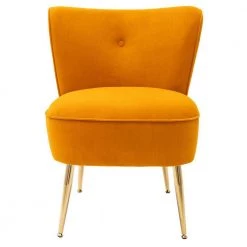 Ginger Yellow Velvet Fabric Upholstered Side Chair(Set of 1) by Kahomvis -Kahomvis Sales Store ginger yellow kahomvis accent chairs bb lkwf2 8aab c3 1000