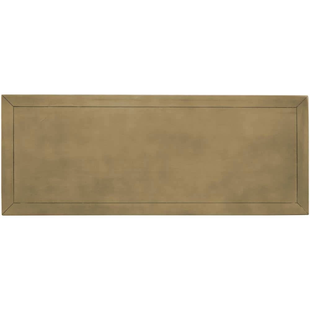 35 in. Gold Distressed Standard Rectangle Wood Console Table with Hollow-Out Decoration-Drawers and-Shelf by Kahomvis 4 35 in. Gold Distressed Standard Rectangle Wood Console Table with Hollow-Out Decoration-Drawers and-Shelf by Kahomvis - Image 4