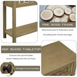 35 in. Gold Distressed Standard Rectangle Wood Console Table with Hollow-Out Decoration-Drawers and-Shelf by Kahomvis 23 35 in. Gold Distressed Standard Rectangle Wood Console Table with Hollow-Out Decoration-Drawers and-Shelf by Kahomvis -Kahomvis Sales Store gold kahomvis console tables tre lkwf 10aal fa 1000