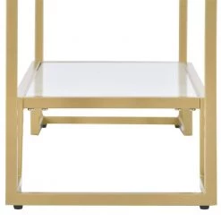 47.2 in. Gold Metal Frame Retangle Tempered Glass Top Minimalist Design Living Room Side Table with 2-Tier by Kahomvis -Kahomvis Sales Store gold kahomvis end side tables ot lkwf 88aal 1f 1000