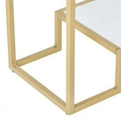 47.2 in. Gold Metal Frame Retangle Tempered Glass Top Minimalist Design Living Room Side Table with 2-Tier by Kahomvis -Kahomvis Sales Store gold kahomvis end side tables ot lkwf 88aal 44 1000