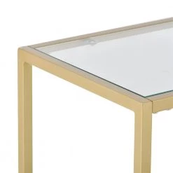 47.2 in. Gold Metal Frame Retangle Tempered Glass Top Minimalist Design Living Room Side Table with 2-Tier by Kahomvis -Kahomvis Sales Store gold kahomvis end side tables ot lkwf 88aal 4f 1000
