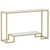 47.2 in. Gold Metal Frame Retangle Tempered Glass Top Minimalist Design Living Room Side Table with 2-Tier by Kahomvis