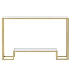 47.2 in. Gold Metal Frame Retangle Tempered Glass Top Minimalist Design Living Room Side Table with 2-Tier by Kahomvis -Kahomvis Sales Store gold kahomvis end side tables ot lkwf 88aal c3 1000