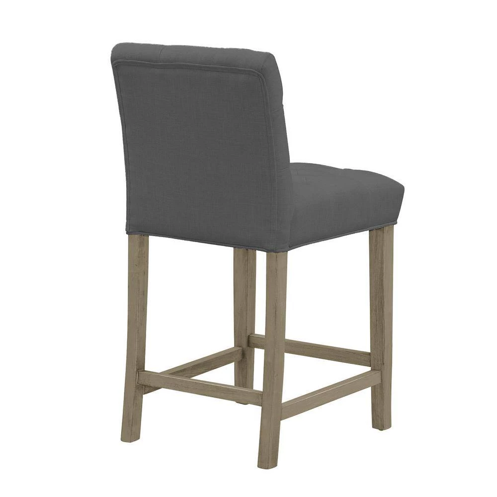 Alee Grey Fabric with Tufted Buttons and Wood Legs Counter Stool (Set of 2) by Glamour Home 7 Alee Grey Fabric with Tufted Buttons and Wood Legs Counter Stool (Set of 2) by Glamour Home - Image 7