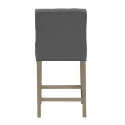 Alee Grey Fabric with Tufted Buttons and Wood Legs Counter Stool (Set of 2) by Glamour Home 16 Alee Grey Fabric with Tufted Buttons and Wood Legs Counter Stool (Set of 2) by Glamour Home -Kahomvis Sales Store gray glamour home bar stools ghstl 1297 fa 1000