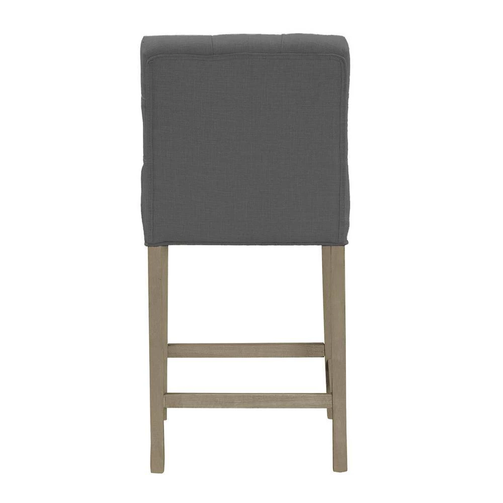 Alee Grey Fabric with Tufted Buttons and Wood Legs Counter Stool (Set of 2) by Glamour Home 8 Alee Grey Fabric with Tufted Buttons and Wood Legs Counter Stool (Set of 2) by Glamour Home - Image 8