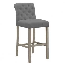 29 in. Aleen Grey Fabric with Roll Back Design and Tufted Buttons Bar Stool (Set of 2) by Glamour Home -Kahomvis Sales Store gray glamour home bar stools ghstl 1298 1f 1000