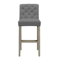 29 in. Aleen Grey Fabric with Roll Back Design and Tufted Buttons Bar Stool (Set of 2) by Glamour Home -Kahomvis Sales Store gray glamour home bar stools ghstl 1298 4f 1000