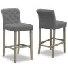 29 in. Aleen Grey Fabric with Roll Back Design and Tufted Buttons Bar Stool (Set of 2) by Glamour Home