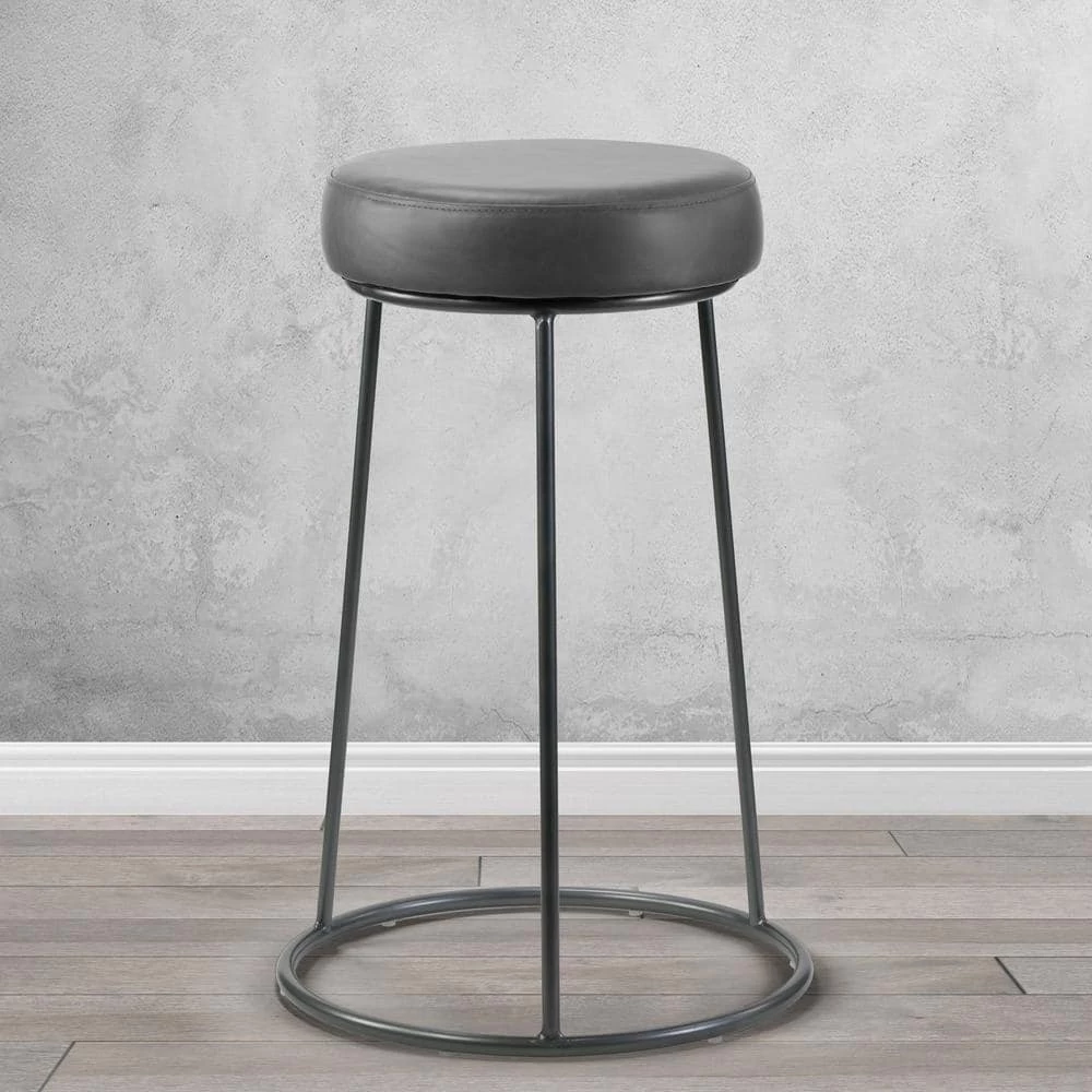 Amie 26.25 in. Grey Backless Counter Stool with Gunmetal Grey Frame (Set of 2) by Glamour Home 5 Amie 26.25 in. Grey Backless Counter Stool with Gunmetal Grey Frame (Set of 2) by Glamour Home - Image 5