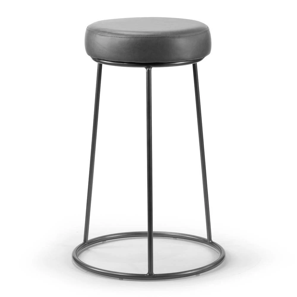 Amie 26.25 in. Grey Backless Counter Stool with Gunmetal Grey Frame (Set of 2) by Glamour Home 2 Amie 26.25 in. Grey Backless Counter Stool with Gunmetal Grey Frame (Set of 2) by Glamour Home - Image 2