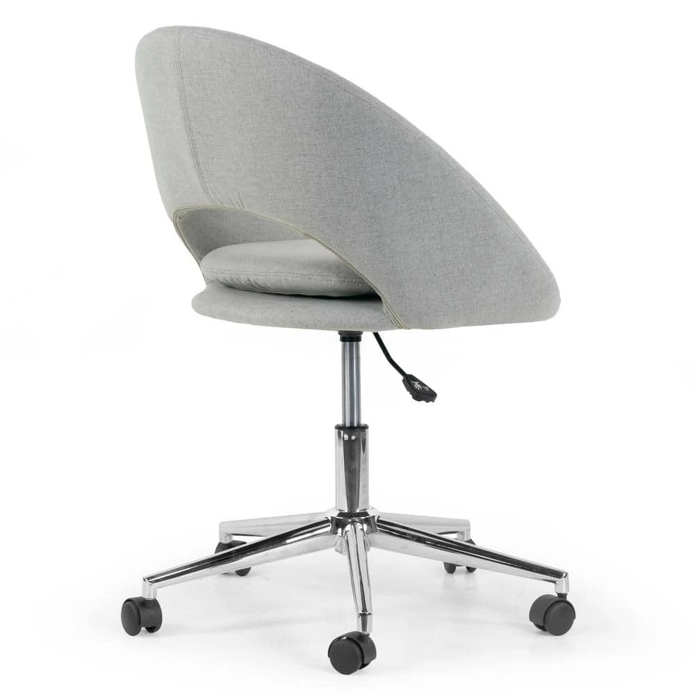 Aura Grey Fabric Upholstered Adjustable Height Swivel Office Chair with Wheel Base by Glamour Home 4 Aura Grey Fabric Upholstered Adjustable Height Swivel Office Chair with Wheel Base by Glamour Home - Image 4