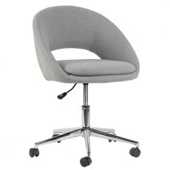 Aura Grey Fabric Upholstered Adjustable Height Swivel Office Chair with Wheel Base by Glamour Home