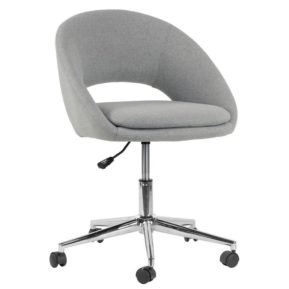 Aura Grey Fabric Upholstered Adjustable Height Swivel Office Chair with Wheel Base by Glamour Home 1 Aura Grey Fabric Upholstered Adjustable Height Swivel Office Chair with Wheel Base by Glamour Home