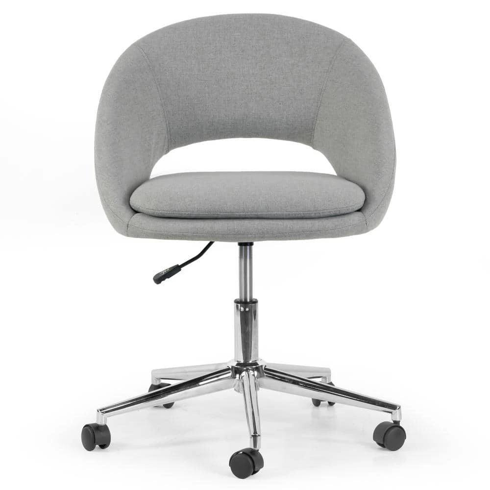 Aura Grey Fabric Upholstered Adjustable Height Swivel Office Chair with Wheel Base by Glamour Home 3 Aura Grey Fabric Upholstered Adjustable Height Swivel Office Chair with Wheel Base by Glamour Home - Image 3