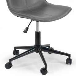 Amery Grey Faux Leather Adjustable Height Swivel Office Chair with Wheel Base by Glamour Home 9 Amery Grey Faux Leather Adjustable Height Swivel Office Chair with Wheel Base by Glamour Home -Kahomvis Sales Store gray glamour home task chairs ghtsc 1502 44 1000