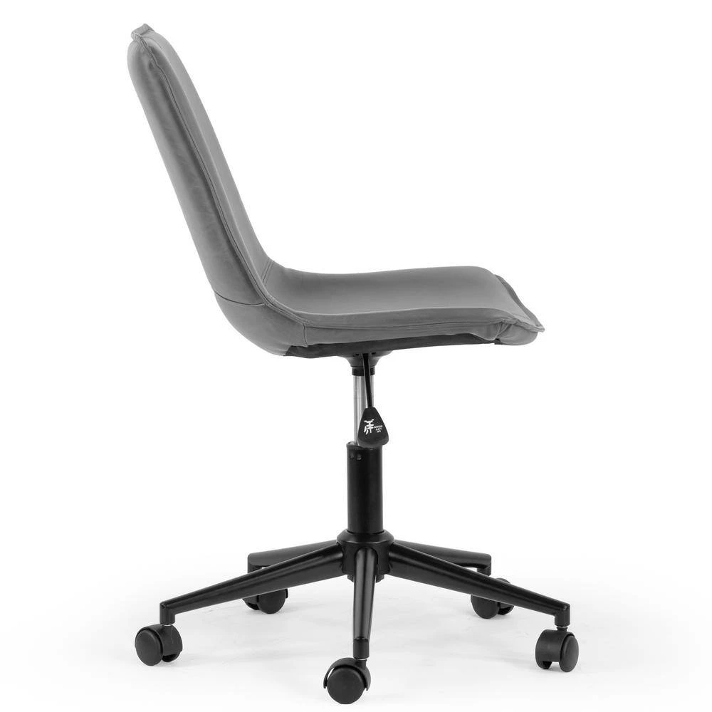 Amery Grey Faux Leather Adjustable Height Swivel Office Chair with Wheel Base by Glamour Home 2 Amery Grey Faux Leather Adjustable Height Swivel Office Chair with Wheel Base by Glamour Home - Image 2