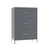 Modern Gray Metal Storage Cabinet with 6-Doors, 3-Tier Office Storage Cabinet for Bedroom or Entryway by Kahomvis