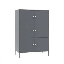 Modern Gray Metal Storage Cabinet with 6-Doors, 3-Tier Office Storage Cabinet for Bedroom or Entryway by Kahomvis