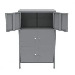 Modern Gray Metal Storage Cabinet with 6-Doors, 3-Tier Office Storage Cabinet for Bedroom or Entryway by Kahomvis -Kahomvis Sales Store gray kahomvis accent cabinets db lkw5 2955 77 1000