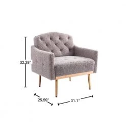 Gray Teddy Fabric Tufted Back Leisure Single Sofa Arm Chair (Set of 1) by Kahomvis -Kahomvis Sales Store gray kahomvis accent chairs cm lkw3 7936 40 1000