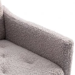 Gray Teddy Fabric Tufted Back Leisure Single Sofa Arm Chair (Set of 1) by Kahomvis -Kahomvis Sales Store gray kahomvis accent chairs cm lkw3 7936 44 1000