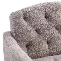 Gray Teddy Fabric Tufted Back Leisure Single Sofa Arm Chair (Set of 1) by Kahomvis -Kahomvis Sales Store gray kahomvis accent chairs cm lkw3 7936 4f 1000