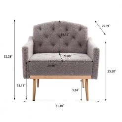 Gray Teddy Fabric Tufted Back Leisure Single Sofa Arm Chair (Set of 1) by Kahomvis -Kahomvis Sales Store gray kahomvis accent chairs cm lkw3 7936 fa 1000