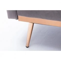 65.3 in. Gray Velvet Fabric Upholstered 2-Seater Loveseat with Metal Feet and Pillows, Tufted Adjustable Back Sofa Bed by Kahomvis -Kahomvis Sales Store gray kahomvis loveseats cm lkw3 6631 44 1000