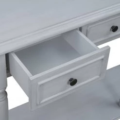 52 in. Gray Wash Standard Half Moon Wood Console Table with 2-Top Drawers by Kahomvis -Kahomvis Sales Store gray wash kahomvis console tables tre lkwf2 4aae 4f 1000