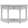 48 in. Gray Wash Standard Half Moon Wood Console Table with Single Drawer by Kahomvis