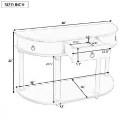 48 in. Gray Wash Standard Half Moon Wood Console Table with Single Drawer by Kahomvis 18 48 in. Gray Wash Standard Half Moon Wood Console Table with Single Drawer by Kahomvis -Kahomvis Sales Store gray wash kahomvis console tables tre lkwf2 7aae 76 1000