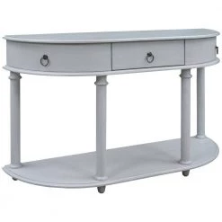 48 in. Gray Wash Standard Half Moon Wood Console Table with Single Drawer by Kahomvis 13 48 in. Gray Wash Standard Half Moon Wood Console Table with Single Drawer by Kahomvis -Kahomvis Sales Store gray wash kahomvis console tables tre lkwf2 7aae c3 1000