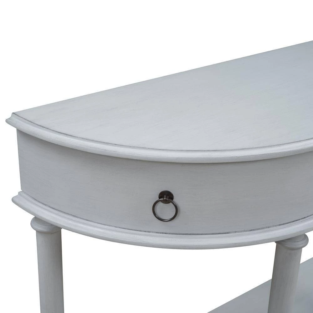 48 in. Gray Wash Standard Half Moon Wood Console Table with Single Drawer by Kahomvis 8 48 in. Gray Wash Standard Half Moon Wood Console Table with Single Drawer by Kahomvis - Image 8