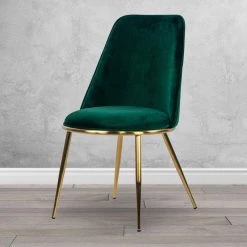 Anzu Green Velvet Dining Chair with Golden Metal Legs (Set of 2) by Glamour Home -Kahomvis Sales Store green golden legs glamour home dining chairs ghdc 1415 31 1000