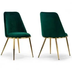 Anzu Green Velvet Dining Chair with Golden Metal Legs (Set of 2) by Glamour Home -Kahomvis Sales Store green golden legs glamour home dining chairs ghdc 1415 d4 1000