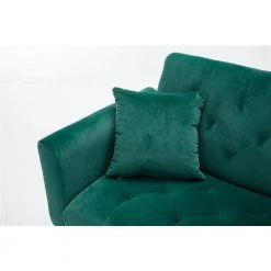 63.77 in. Green Velvet Fabric Upholstered 2-Seater Modern Loveseat with Rose Gold Metal Feet and Pillows by Kahomvis -Kahomvis Sales Store green kahomvis loveseats cm lkw3 6041 4f 1000