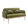 55.11 in. Green Velvet Upholstered 2-Seater Loveseat with Pillows and Metal Feet by Kahomvis