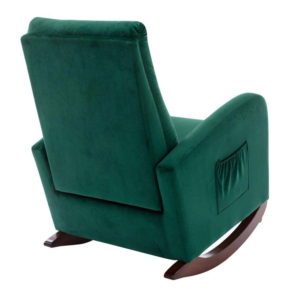 Green Velvet Tufted Fabric Modern High Back Rocking Arm Chair (Set of 1) by Kahomvis 3 Green Velvet Tufted Fabric Modern High Back Rocking Arm Chair (Set of 1) by Kahomvis - Image 3