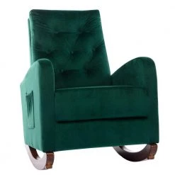 Green Velvet Tufted Fabric Modern High Back Rocking Arm Chair (Set of 1) by Kahomvis 12 Green Velvet Tufted Fabric Modern High Back Rocking Arm Chair (Set of 1) by Kahomvis -Kahomvis Sales Store green kahomvis rockers gliders ottomans bb lkwf 61aad c3 1000